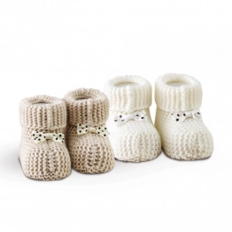 Σετ 2 Ζεύγη Πλεκτά Παπουτσάκια Αγκαλιάς Baby Shoes No2 Ecru-Beige SB HOME