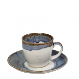 Φλυτζάνι Με Πιατάκι Espresso Stoneware Reactive Blue Essentials ESPIEL 90ml OWR101K6