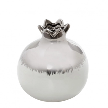 Διακοσμητικό Επιτραπέζιο Ρόδι Κεραμικό Λευκό-Ασημί ESPIEL 11x11x12,5εκ. ROD235K4