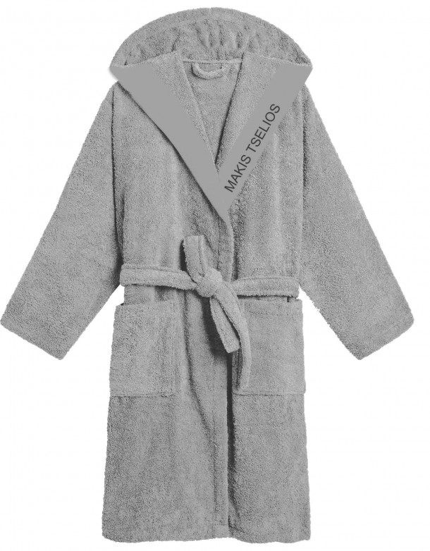 Μπουρνούζι Ενηλίκων Με Κουκούλα Βαμβακερό Small West Silver Makis Tselios