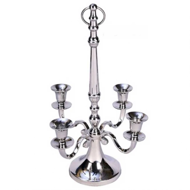 Κηροπήγιο 4 Θέσεων Μεταλλικό Ασημί Royal Art 41,5εκ. IKO1984