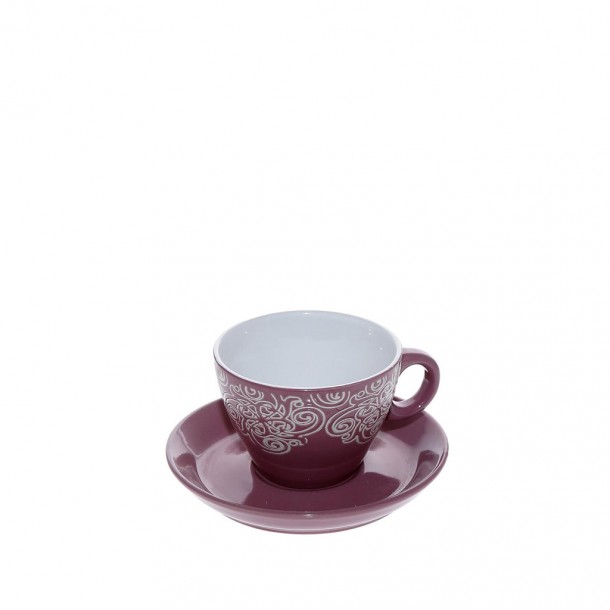 Φλυτζάνι Με Πιατάκι Espresso Stoneware 90ml Vienna Μπορντώ ESPIEL HUN126K6