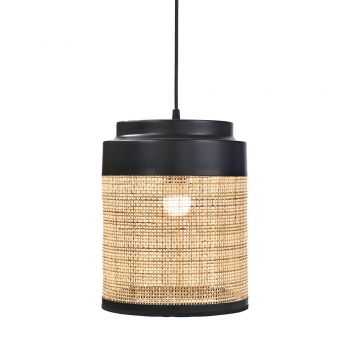 Φωτιστικό Οροφής Ψάθινο-Μεταλλικό Φυσικό Μπεζ-Μαύρο iliadis 24x29εκ. 76840