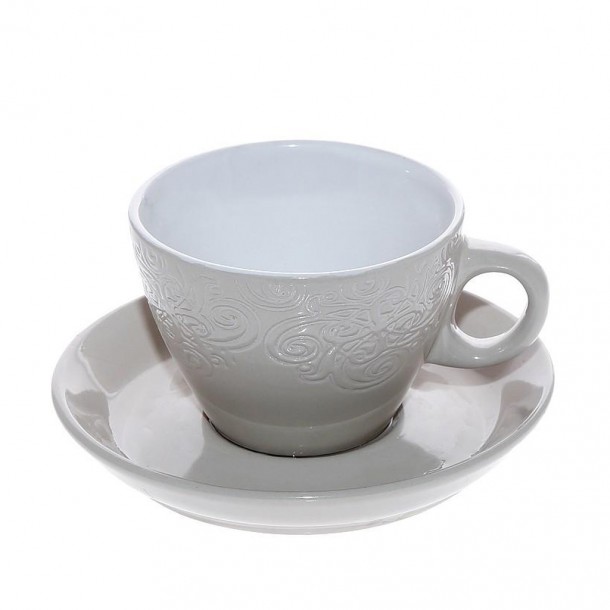 Φλυτζάνι Με Πιατάκι Cappuccino Stoneware 330ml Μπεζ Vienna ESPIEL HUN119K6