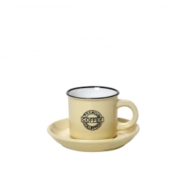 Φλυτζάνι Με Πιατάκι Espresso Stoneware 90ml Κίτρινο Coffee ESPIEL HUN307K12
