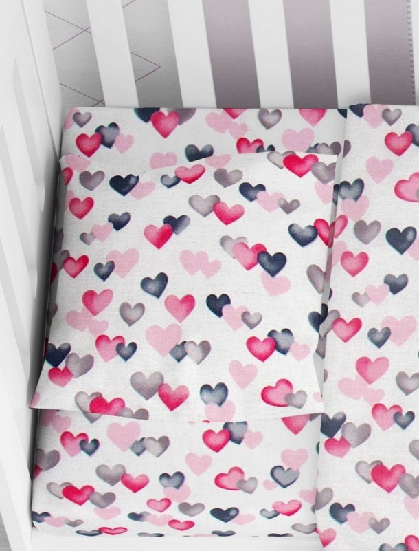 Μαξιλαροθήκη Βαμβακερή Bebe 35x45εκ. Hearts 12 Grey-Pink DIMcol