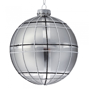 Σετ Μπάλες 4τμχ Γυάλινες Γκρι Καρώ iliadis 10εκ. 75136