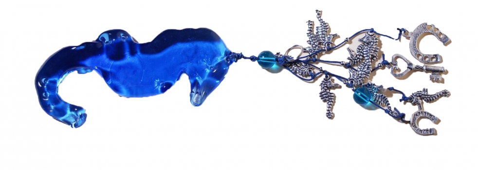 Διακοσμητικό Αλογάκι Θάλασσας Γυάλινο-Μεταλλικό Μπλε Royal Art 35εκ. FOR045BL