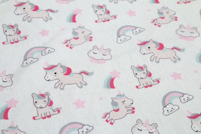 Πάνα Χασές Βαμβακερή Bebe 80x80εκ. Unicorn 108 White-Pink DIMcol