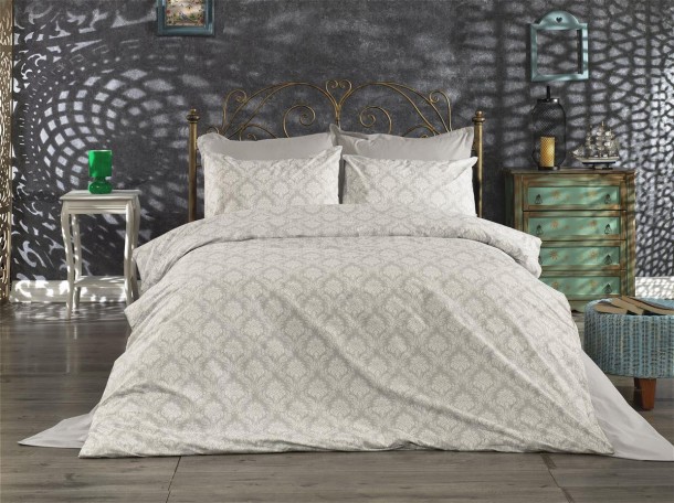 Σετ Σεντόνια Εμπριμέ Polycotton King 240x270εκ. Οφηλία 276 Grey DimCol