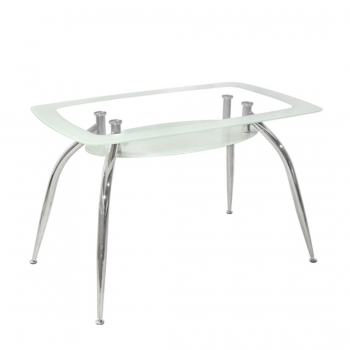 Τραπέζι Χρωμίου-Γυάλινο Διάφανο-Λευκό Haltia ARTELIBRE 120x75x75εκ.