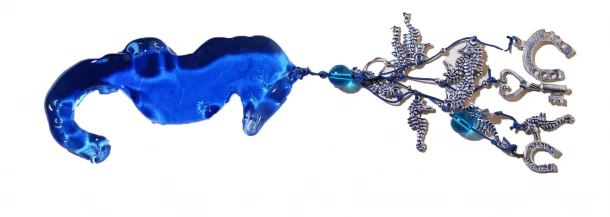 Διακοσμητικό Αλογάκι Θάλασσας Γυάλινο-Μεταλλικό Μπλε Royal Art 35εκ. FOR045BL