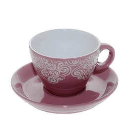 Φλυτζάνι Με Πιατάκι Cappuccino Stoneware 330ml Vienna Pink ESPIEL HUN117K6