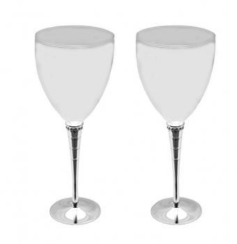 Ποτήρι Κρασιού Σετ 2τμχ Γυάλινο Γραμμωτό-Στρας ESPIEL PET112