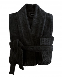 Μπουρνούζι Ενηλίκων Με Γιακά Βαμβακερό Large Greek 2 Black  Makis Tselios