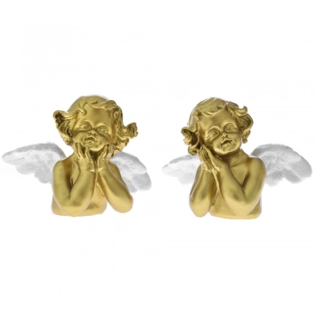 Διακοσμητικός Επιτραπέζιος Άγγελος Σετ 2τμχ Polyresin Χρυσός iliadis 16x9x11εκ. 75980