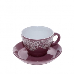 Φλυτζάνι Με Πιατάκι Cappuccino Stoneware 280ml Vienna Μπορντώ ESPIEL HUN122K6