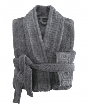 Μπουρνούζι Ενηλίκων Με Γιακά Βαμβακερό X-Large Greek 1 Grey Makis Tselios