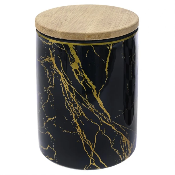 Δοχείο Κεραμικό-Bamboo Μαύρο-Χρυσό iliadis 10x14εκ. 77854