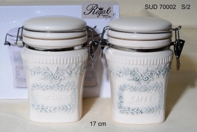 Δοχείο Σετ 2τμχ Καφέ-Ζάχαρη Φαγιάνς Royal Art 17εκ. SUD70002