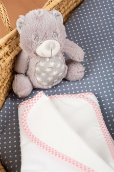 Σελτεδάκι Bebe Αδιάβροχο Βαμβακερό 60x100εκ. 33 Λευκό-Ροζ DimCol