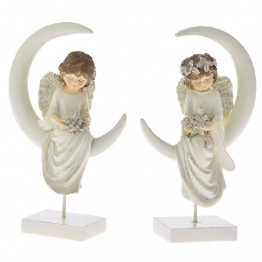 Διακοσμητικός Επιτραπέζιος Άγγελος Σετ 2τμχ Polyresin Κρεμ iliadis 11x5x17εκ. 75984