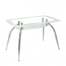 Τραπέζι Χρωμίου-Γυάλινο Διάφανο-Λευκό Haltia ARTELIBRE 120x75x75εκ.