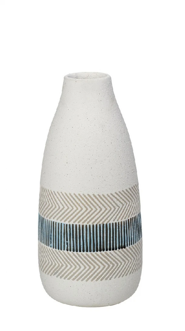 Βάζο Κεραμικό Λευκό-Μπεζ-Γαλάζιο ESPIEL 14x29,5εκ. CER2311