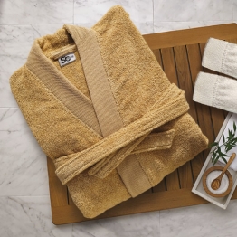 Μπουρνούζι Ενηλίκων Με Γιακά Βαμβακερό Medium Elegante Beige Sb home