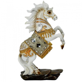 Διακοσμητικό Άλογο Πολυεστερικό Λευκό-Χρυσό Royal Art 16x28εκ. LAN8/43