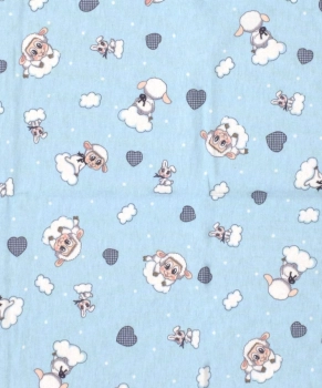 Πάνα Χασές Φανελένια Μπεμπέ 80x80εκ. Προβατάκι 06 Sky Blue Dimcol