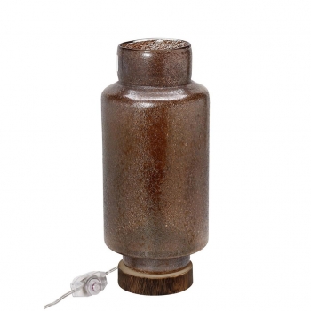 Φωτιστικό Επιτραπέζιο Γυάλινο-Ξύλινο Καφέ ESPIEL 17x36,5εκ. VID133