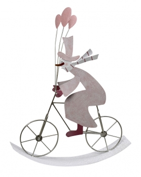 Χριστουγεννιάτικος Διακοσμητικός Χιονάνθρωπος-Ποδήλατο Polyresin Ροζ ESPIEL 39x9x49εκ. MT2656K1