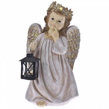 Χριστουγεννιάτικο Διακοσμητικό Αγγελάκι Φωτιζόμενο Polyresin Γκρι iliadis 23,5x23x42εκ. 74989