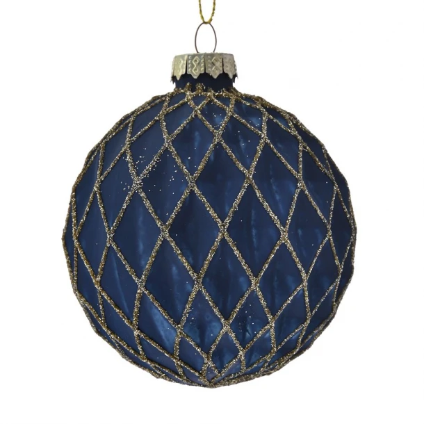 Σετ Μπάλες 6τμχ Γυάλινες Μπλε-Χρυσές iliadis 8εκ. 75118