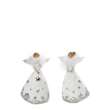 Χριστουγεννιάτικο Διακοσμητικό Αγγελάκι Polyresin Λευκό ESPIEL 9x5,5x16εκ. MT2812K2