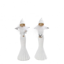 Χριστουγεννιάτικο Διακοσμητικό Αγγελάκι Polyresin Λευκό ESPIEL 9x7x25εκ. MT2809K2