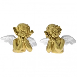 Διακοσμητικός Επιτραπέζιος Άγγελος Σετ 2τμχ Polyresin Χρυσός iliadis 16x9x11εκ. 75980