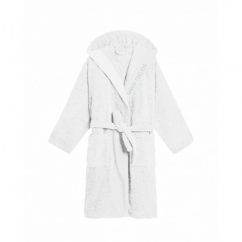 Μπουρνούζι Ενηλίκων Με Κουκούλα Βαμβακερό Small West White Makis Tselios