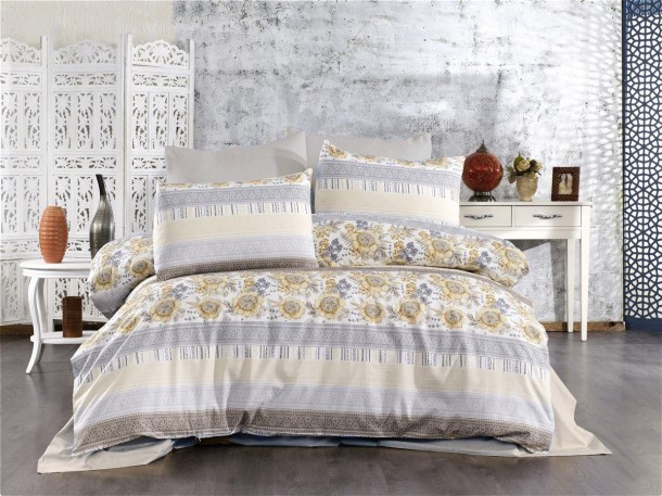 Σετ Σεντόνια Polycotton Μονά 160x240εκ. Ηλιαχτίδα 370 Grey-Beige Dimcol