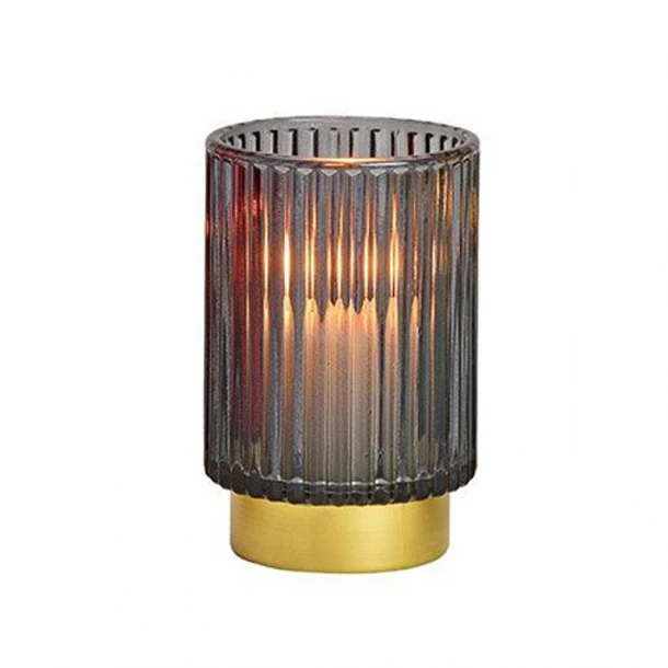 Κηροπήγιο Γυάλινο Γκρι-Χρυσό 8x15εκ. Royal Art WUR27370BL