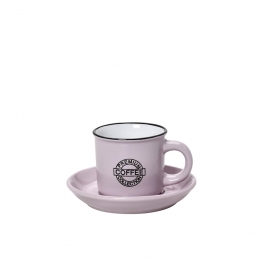 Φλυτζάνι Με Πιατάκι Espresso Stoneware 90ml Ροζ Coffee ESPIEL HUN305K12