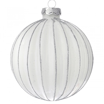 Σετ Μπάλες 4τμχ Γυάλινες Λευκές-Ασημί iliadis 10εκ. 78842