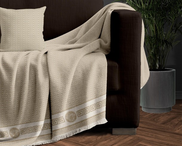 Ριχτάρι Σενίλ Διθέσιος 180x250εκ. Meandros Beige 1 Makis Tselios