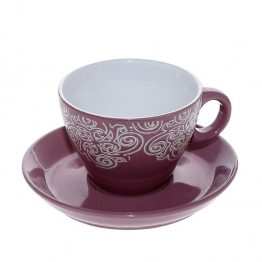 Φλυτζάνι Με Πιατάκι Cappuccino Stoneware 330ml Vienna Μπορντώ ESPIEL HUN118K6 