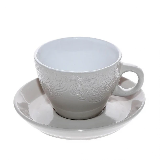 Φλυτζάνι Με Πιατάκι Cappuccino Stoneware 330ml Μπεζ Vienna ESPIEL HUN119K6