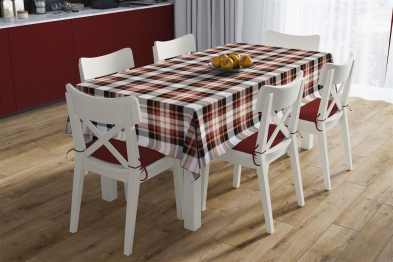 Καρές Εμπριμέ Polycotton Αλέκιαστος 90x90εκ. Tartan 492 Orange DimCol