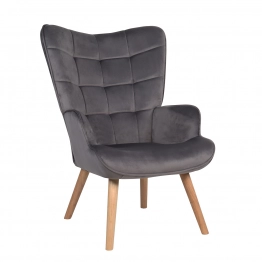 Πολυθρόνα Βελούδινη-Ξύλινη Γκρι Marion ARTELIBRE 73x69x96εκ. 14770014