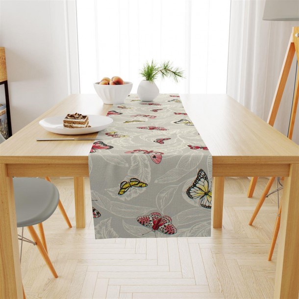 Runner Εμπριμέ Polycotton Αλέκιαστo 40x180εκ. Butterfly 451 Grey DimCol