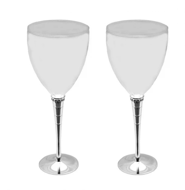 Ποτήρι Κρασιού Σετ 2τμχ Γυάλινο Γραμμωτό-Στρας ESPIEL PET112